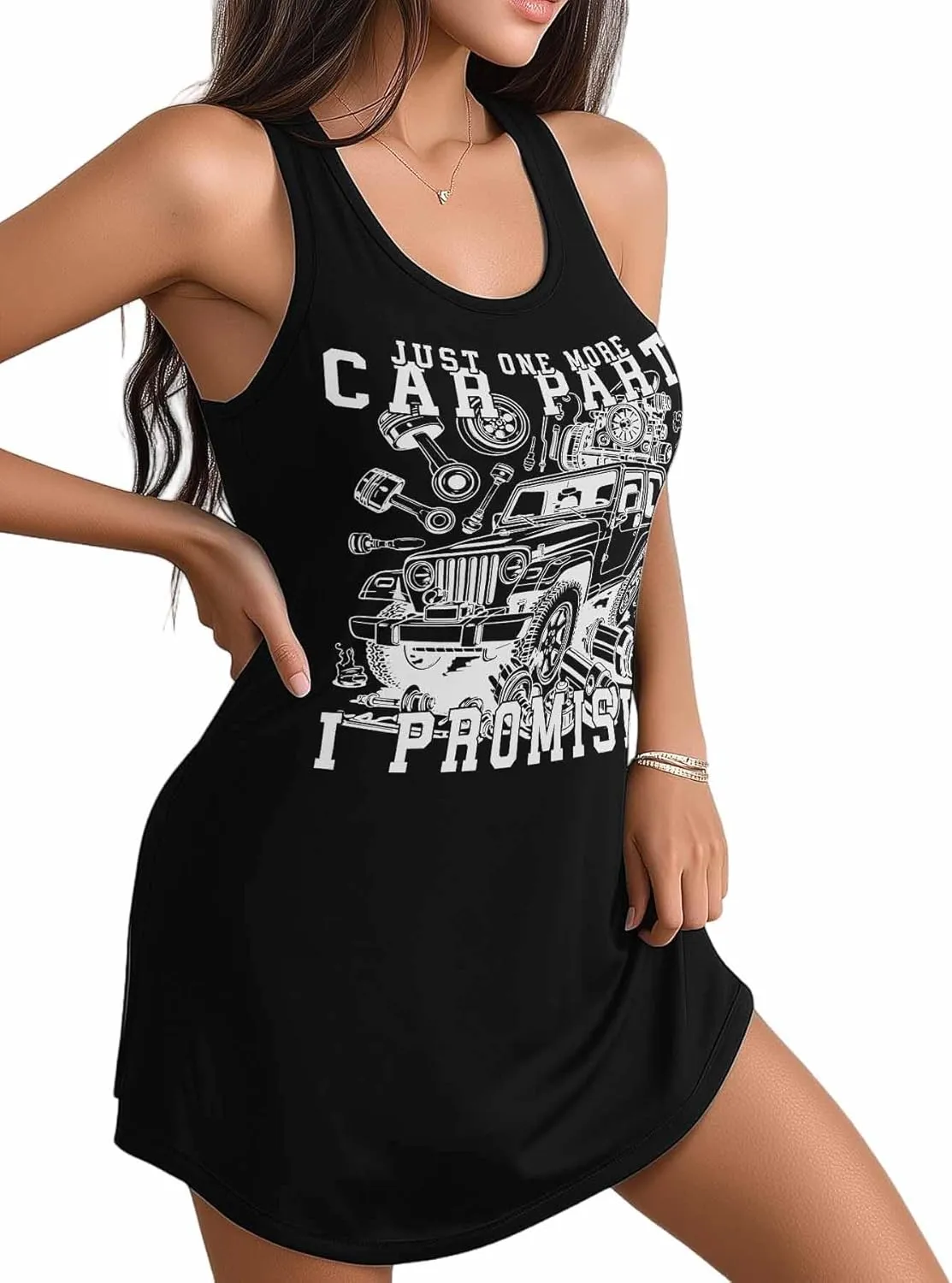 Libaoge Nightgowns for Women Just One More Car Part I Promise Sleeveless Sleepwear Women's Nightgowns & Sleepshirts S-4XL