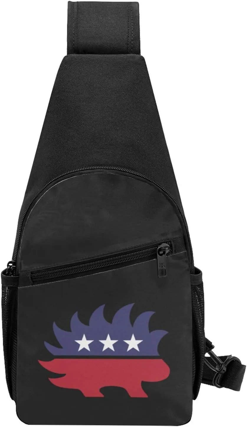 Libertarian Porcupine Sling Bag Crossbody Backpack Shoulder Casual Daypack Bags for Men Women