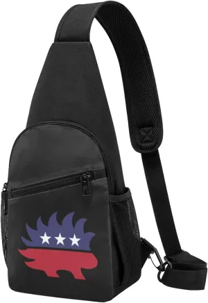 Libertarian Porcupine Sling Bag Crossbody Backpack Shoulder Casual Daypack Bags for Men Women