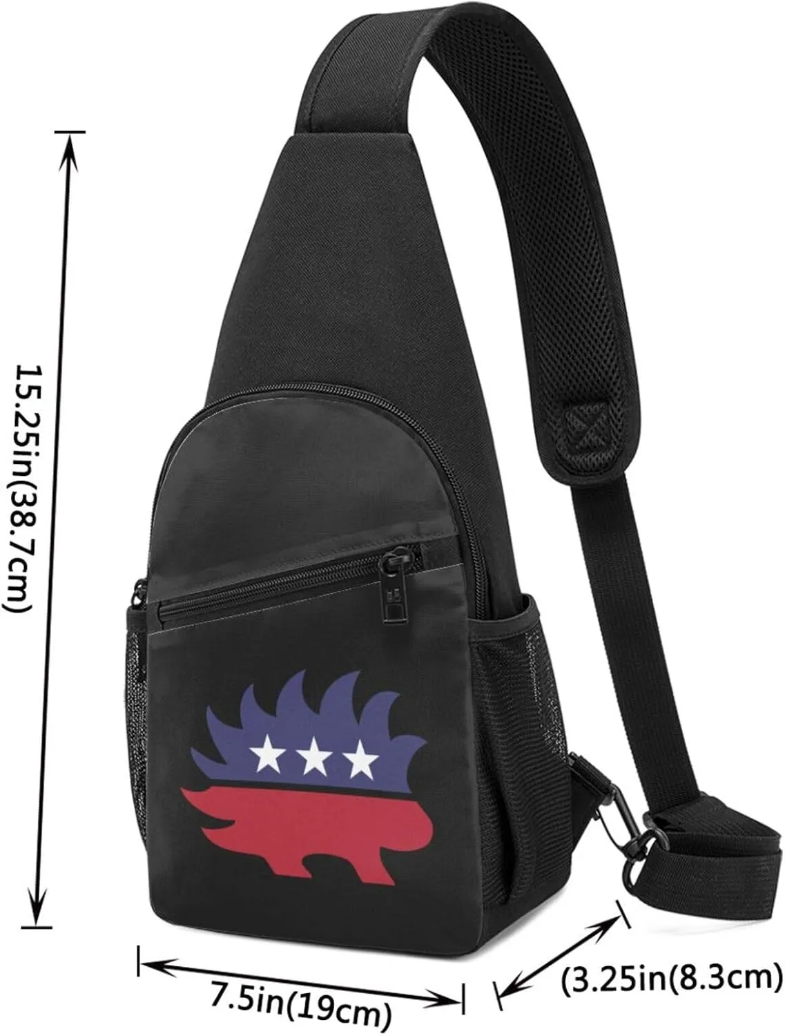 Libertarian Porcupine Sling Bag Crossbody Backpack Shoulder Casual Daypack Bags for Men Women