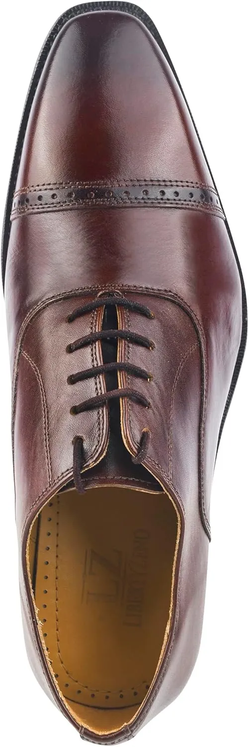 LIBERTYZENO Mens Tread Design Genuine Leather Lace Up Oxford Dress Shoes