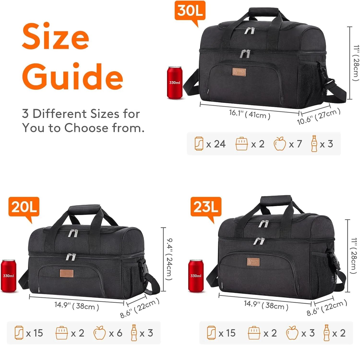 Lifewit Large Cooler Bag Insulated Lunch Bag Lightweight Portable Cool Bag Double Layer for Picnic, Beach, Work, Trip