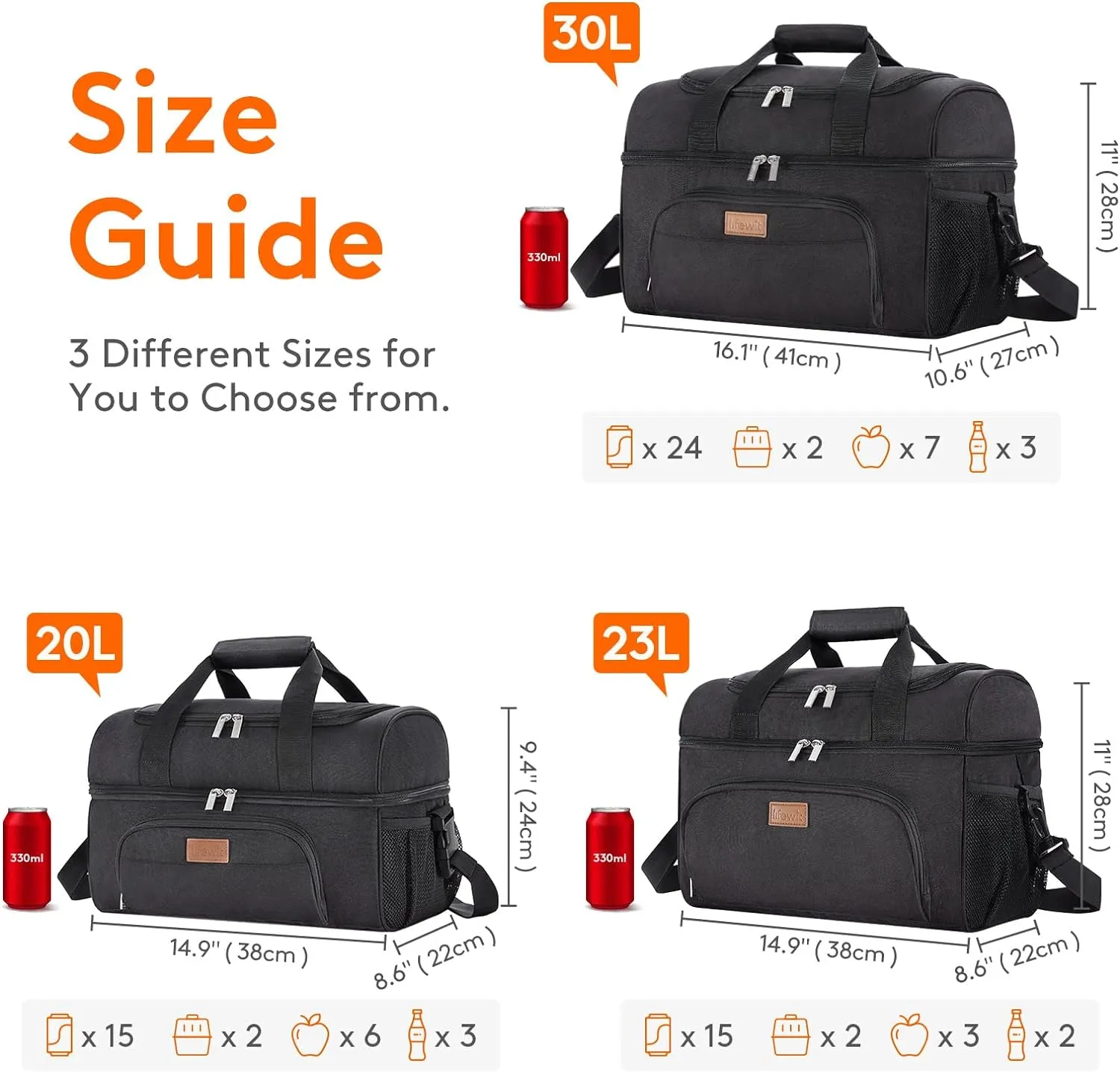 Lifewit Large Cooler Bag Insulated Lunch Bag Lightweight Portable Cool Bag Double Layer for Picnic, Beach, Work, Trip