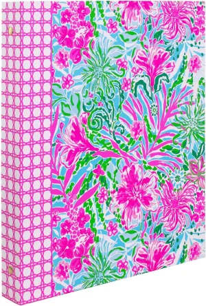 Lilly Pulitzer Cute 3-Ring Binder with Pockets and 3 Tab Dividers, Thin Aesthetic Binder (0.75" Metal Rings), Leaf it Wild