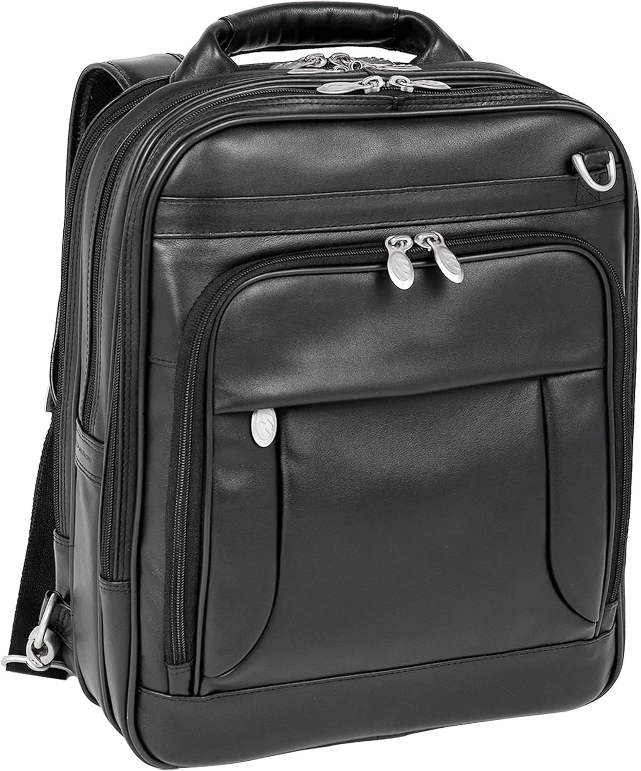 LINCOLN PARK BLACK LEATHER BACKPACK BRIEFCASE 15.6IN