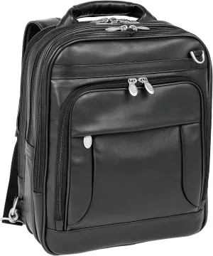 LINCOLN PARK BLACK LEATHER BACKPACK BRIEFCASE 15.6IN