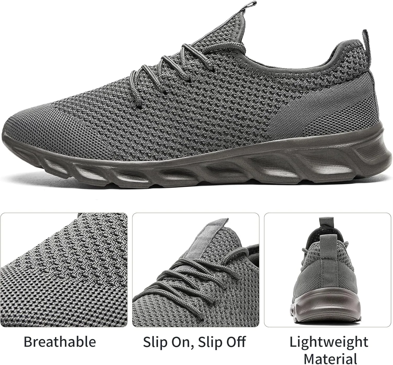 Linenghs Mens Running Shoes Tennis Gym Sneakers Casual Slip On Walking Lightweight Athletic Workout Breathable Fashion Sports Shoes