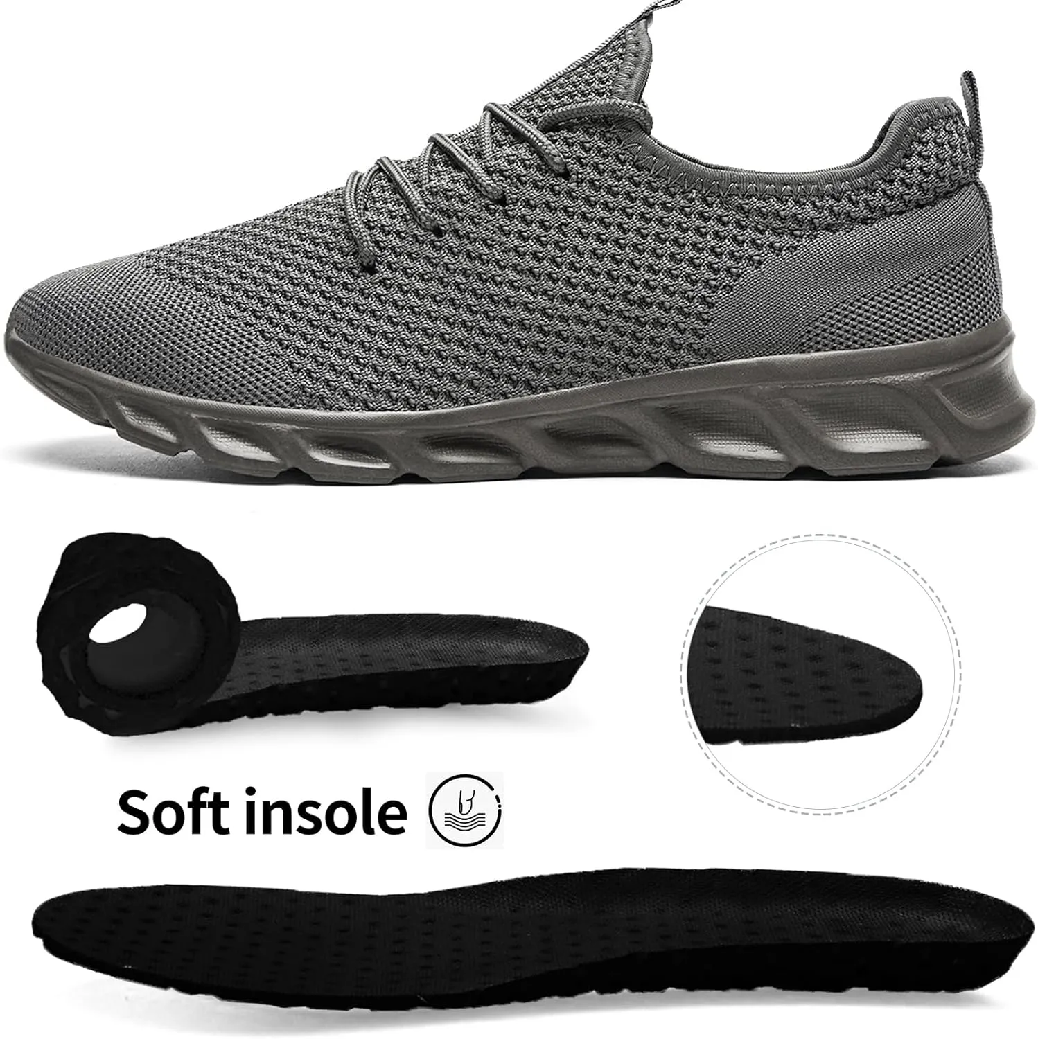 Linenghs Mens Running Shoes Tennis Gym Sneakers Casual Slip On Walking Lightweight Athletic Workout Breathable Fashion Sports Shoes