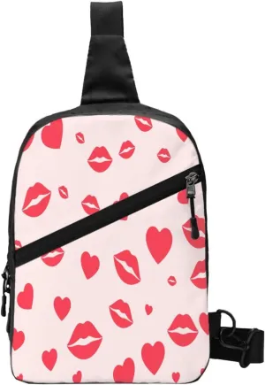 Lips 1 Sling Bag for Men Women, Small Crossbody Sling Backpack Shoulder Chest Bag, Anti Theft Travel Hiking Sports
