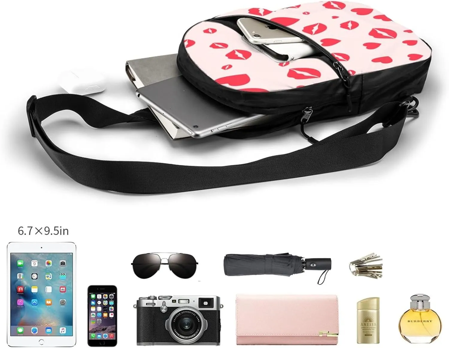 Lips 1 Sling Bag for Men Women, Small Crossbody Sling Backpack Shoulder Chest Bag, Anti Theft Travel Hiking Sports