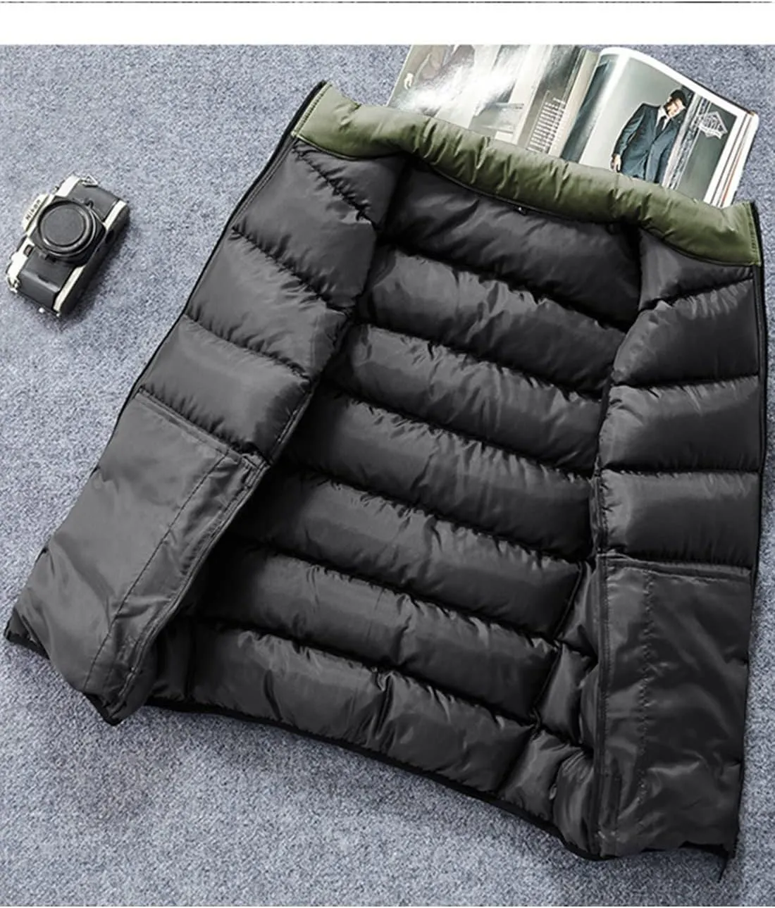 Locachy Men's Outdoor Casual Full Zipper Stand Collar Padded Vest Coats Sleeveless Jacket