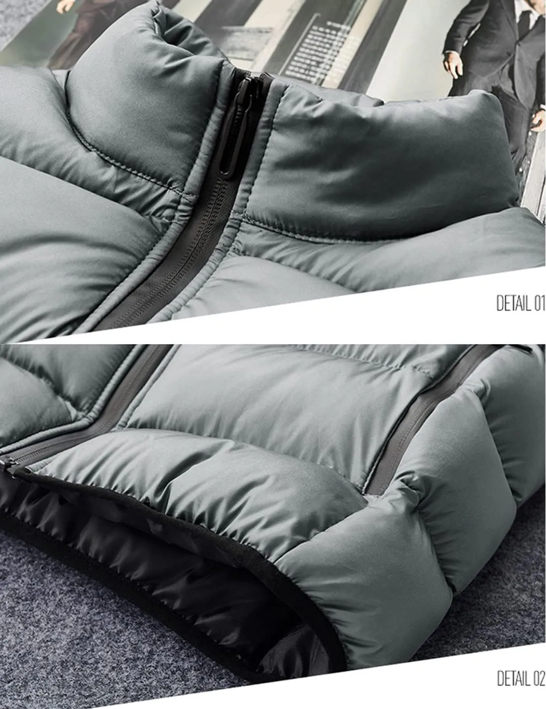 Locachy Men's Outdoor Casual Full Zipper Stand Collar Padded Vest Coats Sleeveless Jacket