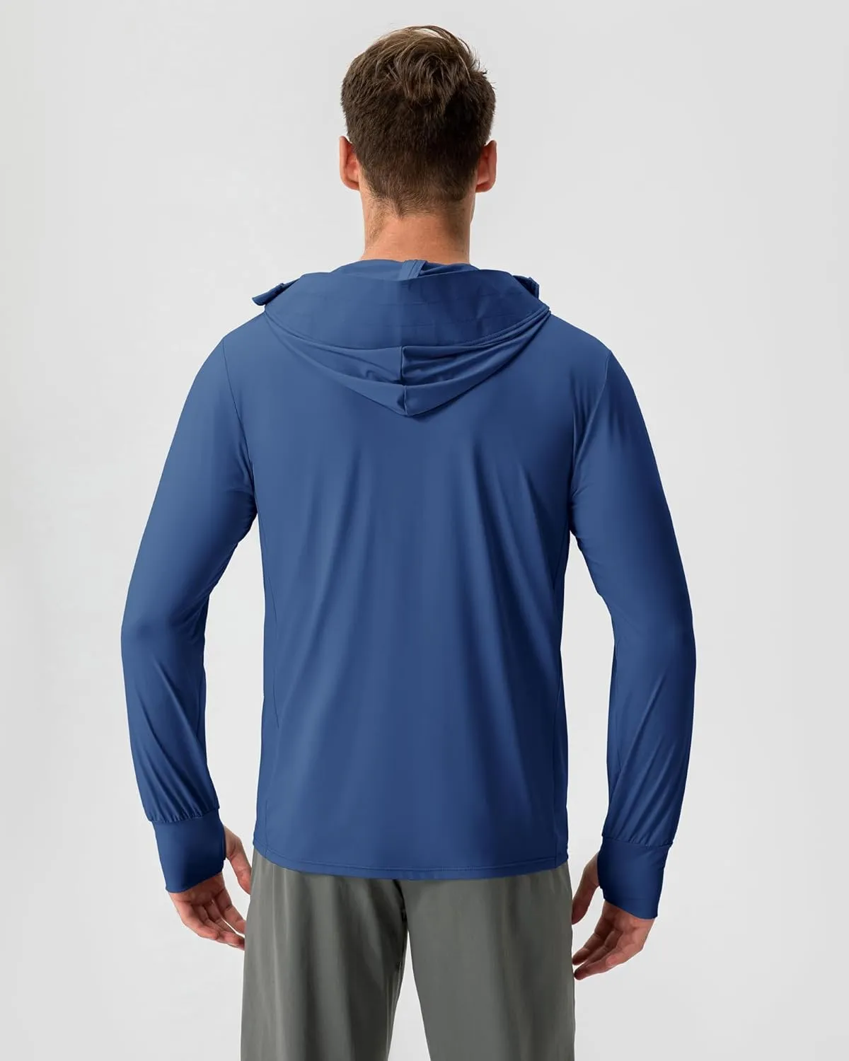 Locachy Men's UPF 50  Sun Protection Jacket Hooded Lightweight Full Zip Long Sleeve Cooling Hiking Fishing Performance Shirts