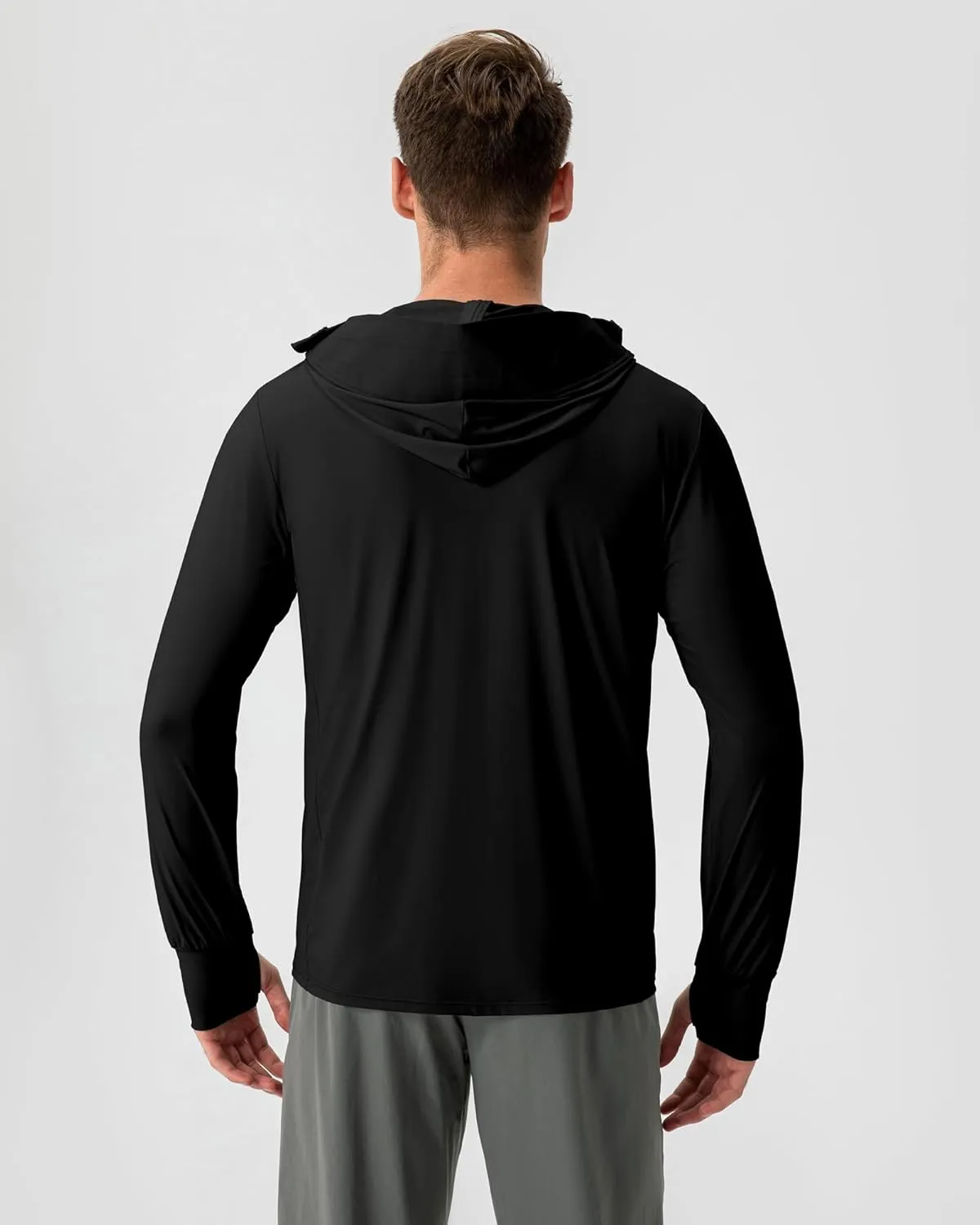 Locachy Men's UPF 50  Sun Protection Jacket Hooded Lightweight Full Zip Long Sleeve Cooling Hiking Fishing Performance Shirts