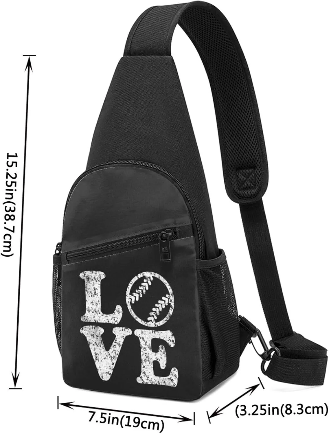 Love Softball Sling Bag Crossbody Backpack Shoulder Casual Daypack Bags for Men Women