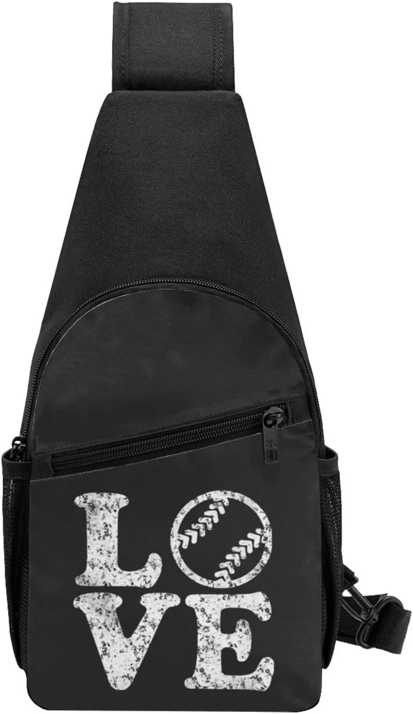 Love Softball Sling Bag Crossbody Backpack Shoulder Casual Daypack Bags for Men Women