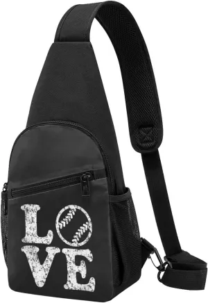 Love Softball Sling Bag Crossbody Backpack Shoulder Casual Daypack Bags for Men Women