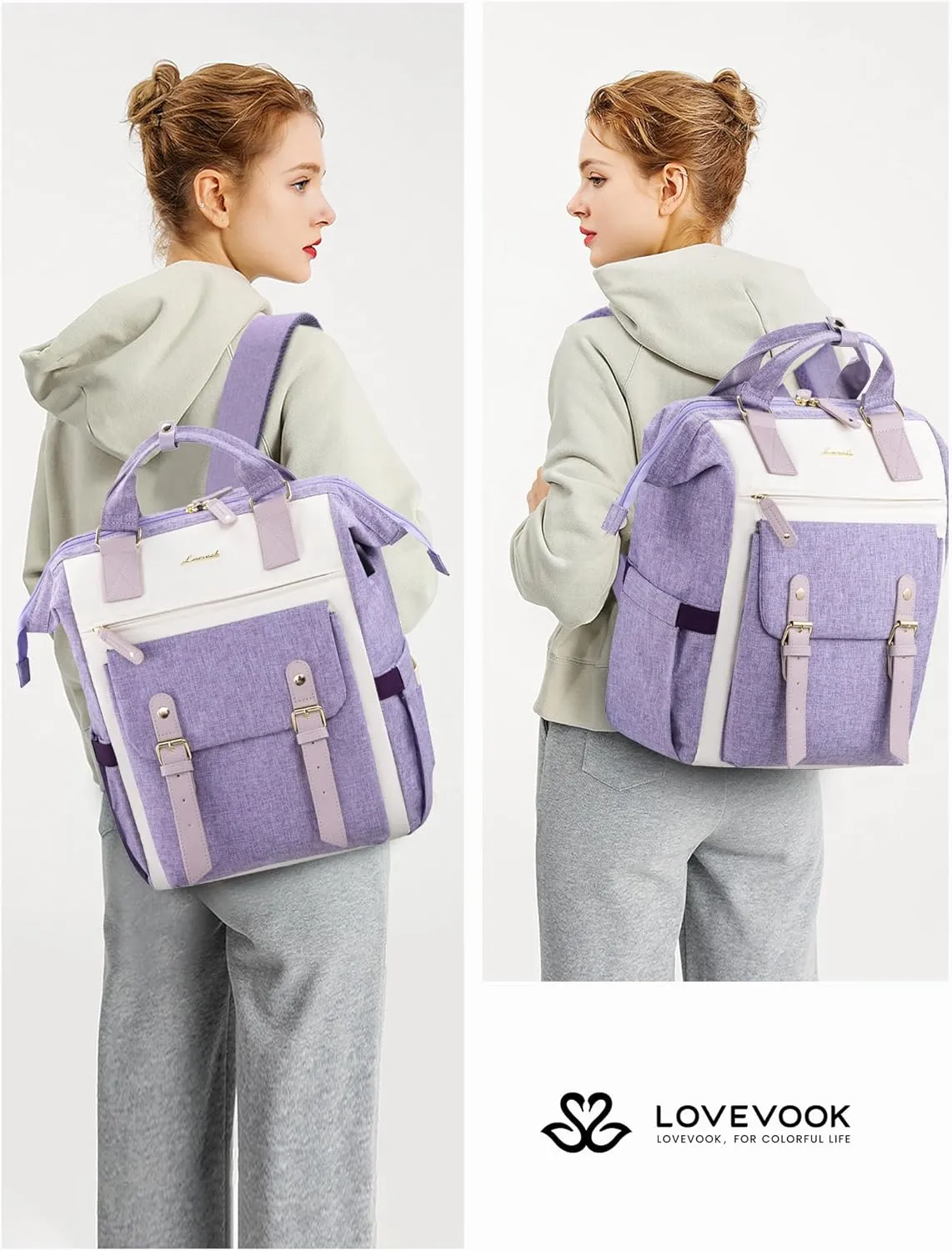 LOVEVOOK 17 Inch Backpack For Women, Laptop Backpack Purse For Work Travel, Teacher Laptop Bag Nurse Bag College Backpack, Business Waterproof Wide Open Back pack