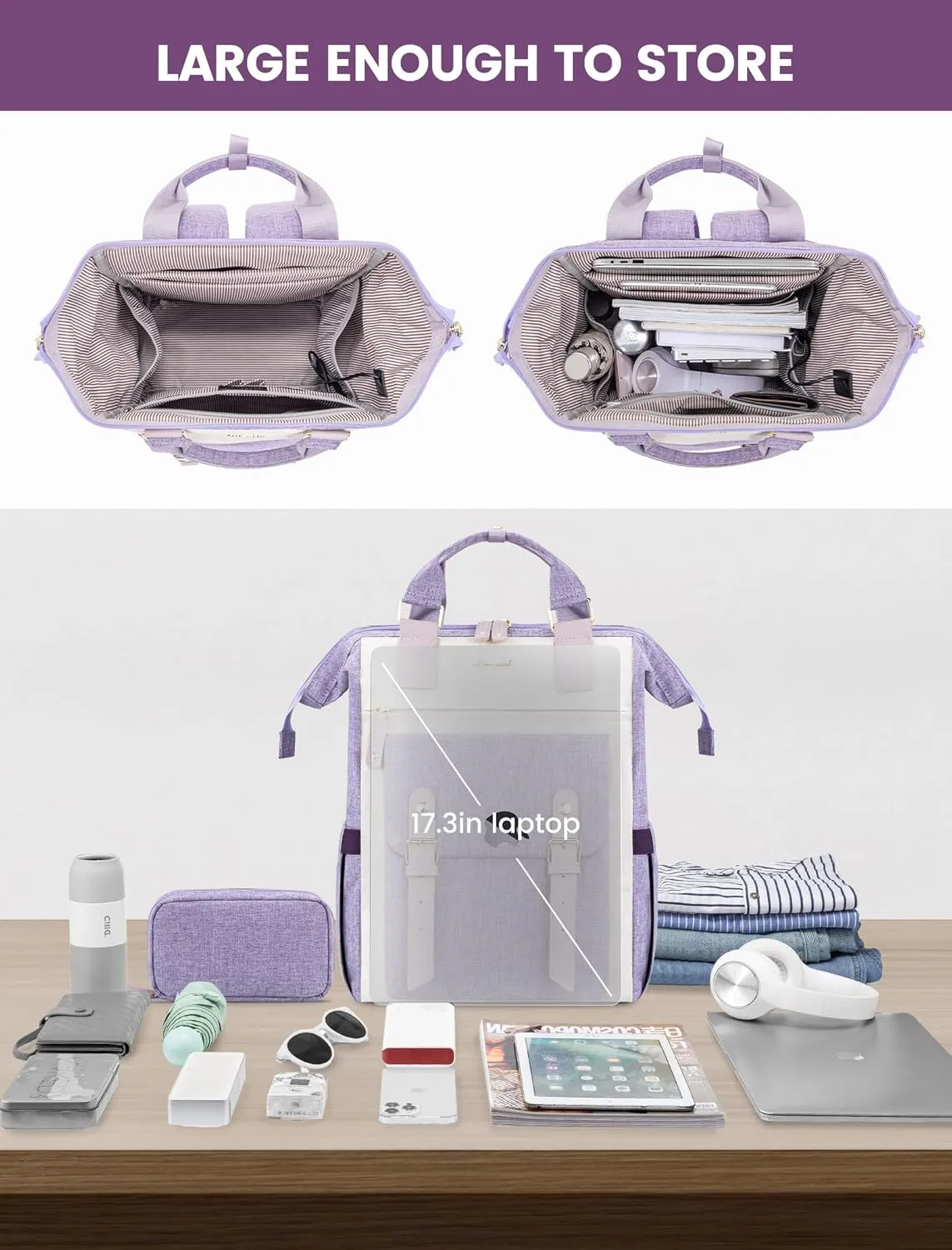LOVEVOOK 17 Inch Backpack For Women, Laptop Backpack Purse For Work Travel, Teacher Laptop Bag Nurse Bag College Backpack, Business Waterproof Wide Open Back pack