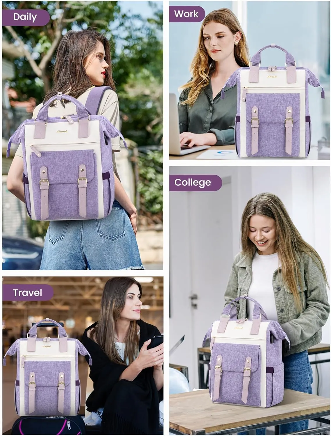 LOVEVOOK 17 Inch Backpack For Women, Laptop Backpack Purse For Work Travel, Teacher Laptop Bag Nurse Bag College Backpack, Business Waterproof Wide Open Back pack