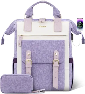 LOVEVOOK 17 Inch Backpack For Women, Laptop Backpack Purse For Work Travel, Teacher Laptop Bag Nurse Bag College Backpack, Business Waterproof Wide Open Back pack