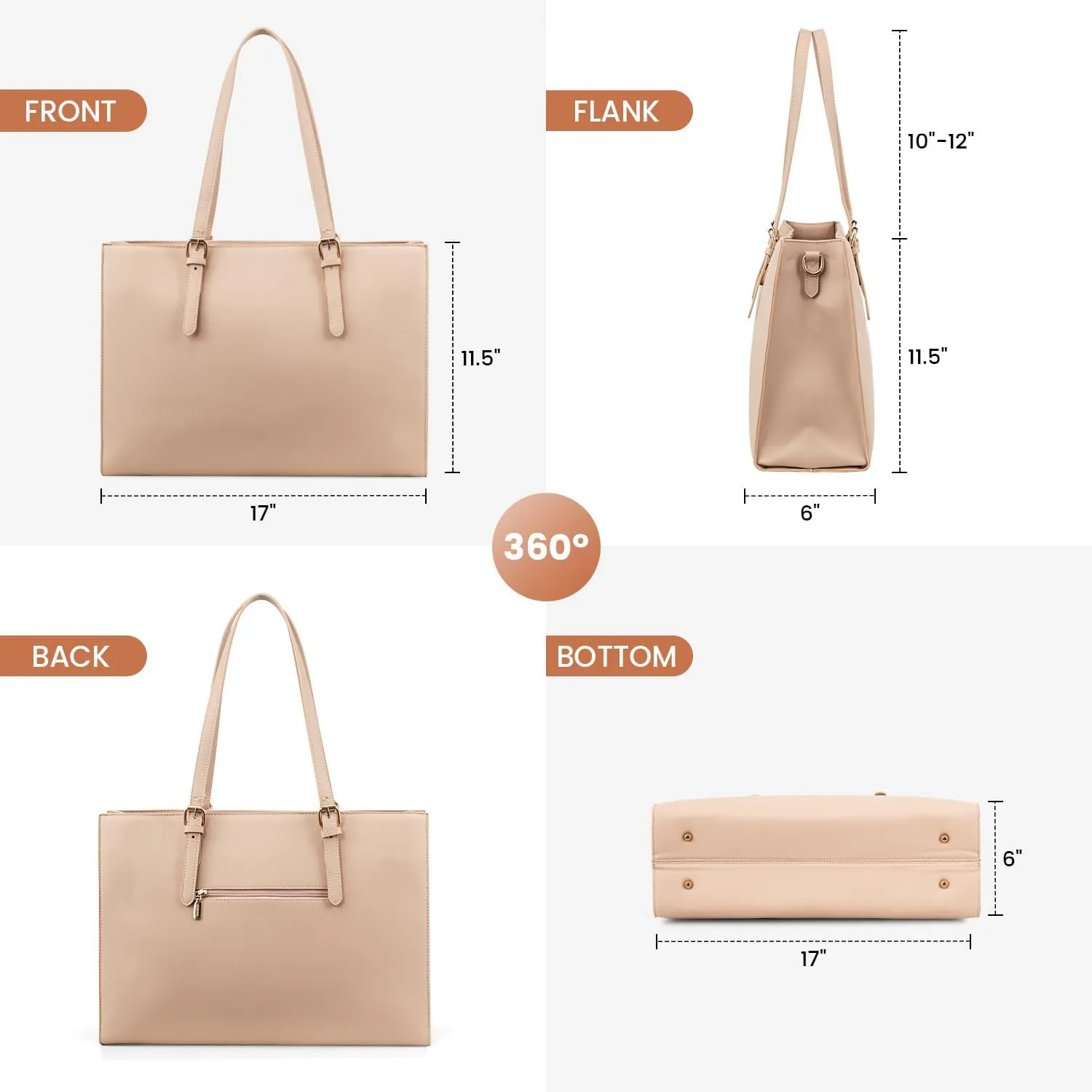 LOVEVOOK Laptop Bag for Women, Fashion Computer Tote Bag Large Capacity Handbag, Leather Shoulder Bag Purse Set, Professional Business Work Briefcase for Office Lady, 2PCs, 15.6-Inch, Nude Pink