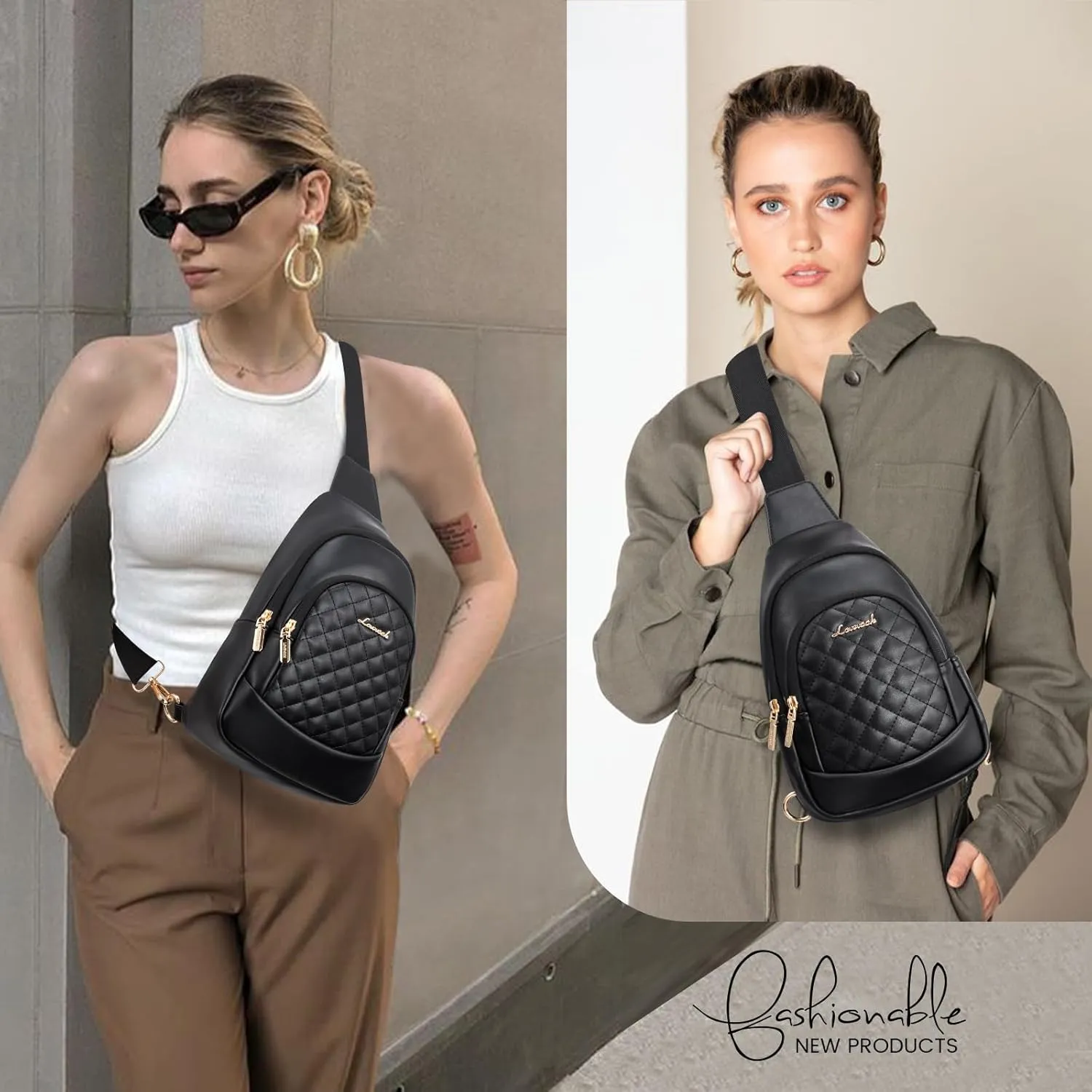LOVEVOOK Sling Bag for Women,Leather Crossbody Bag for Women,Detachable Strap