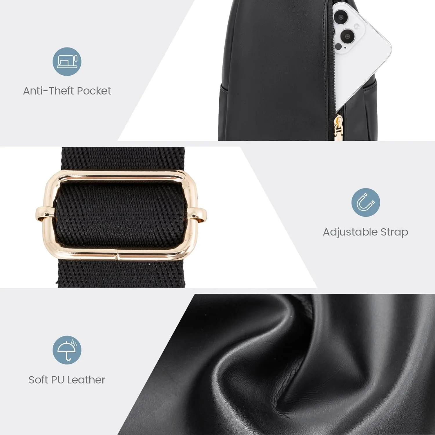 LOVEVOOK Sling Bag for Women,Leather Crossbody Bag for Women,Detachable Strap