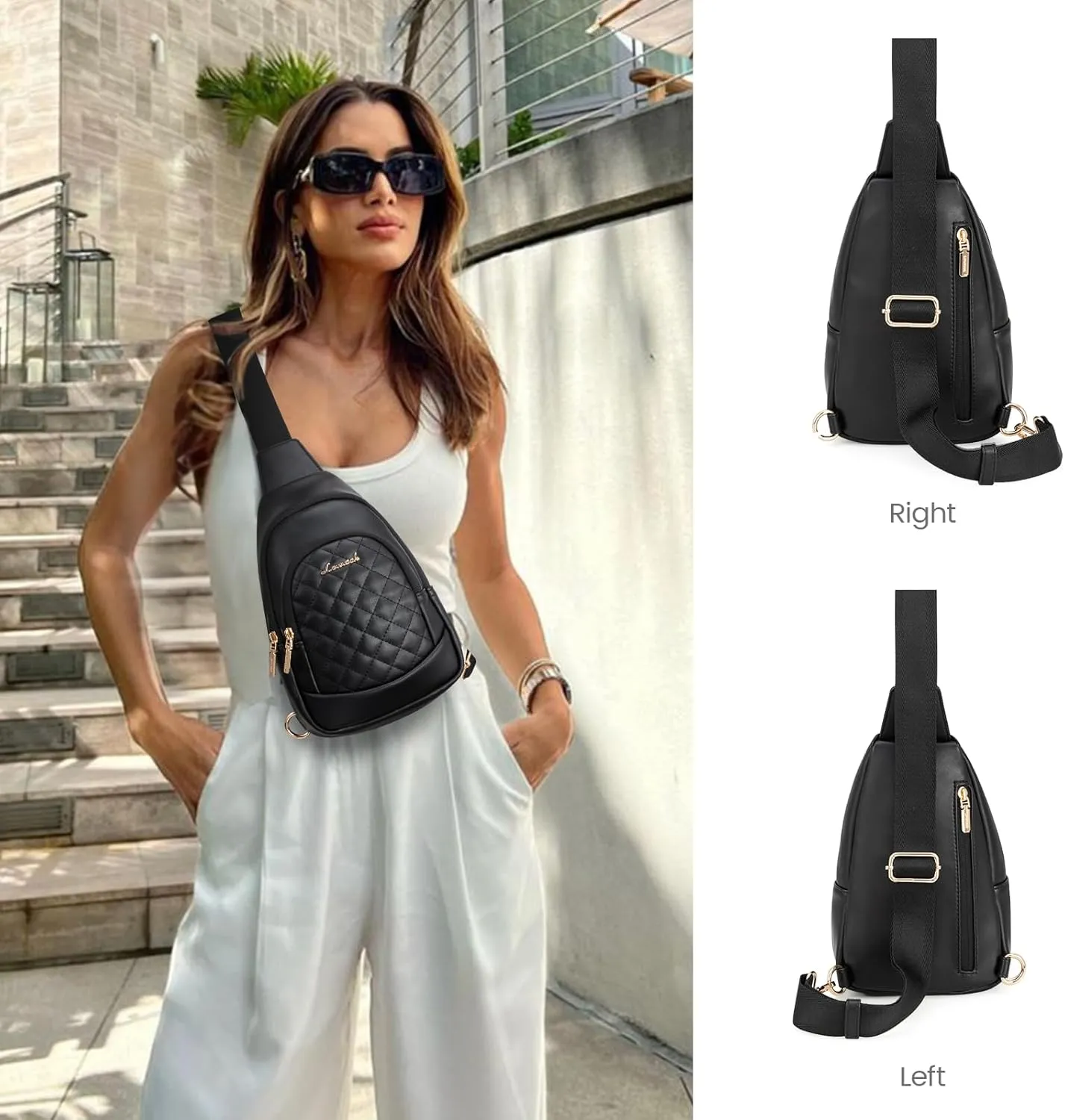 LOVEVOOK Sling Bag for Women,Leather Crossbody Bag for Women,Detachable Strap