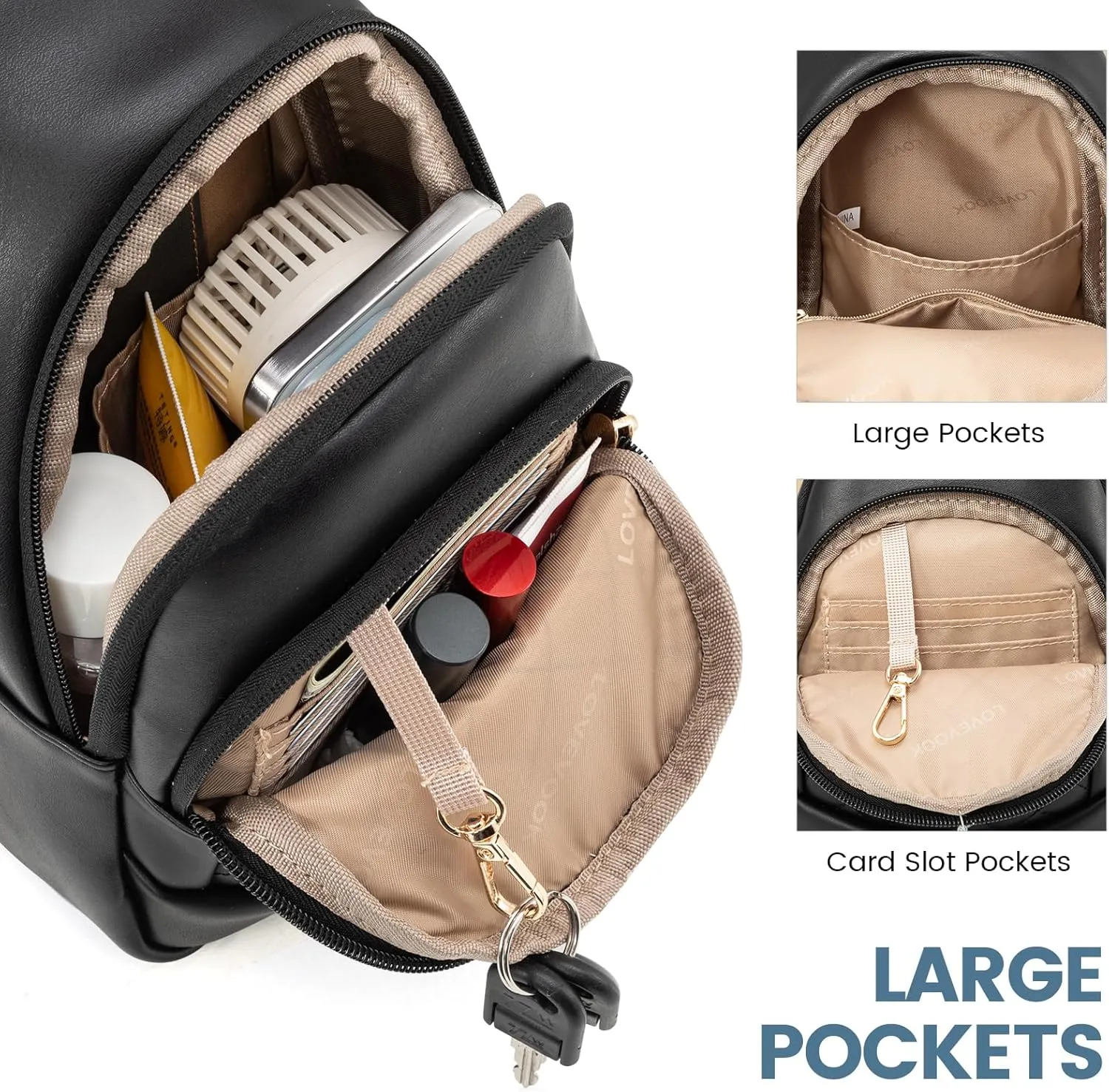 LOVEVOOK Sling Bag for Women,Leather Crossbody Bag for Women,Detachable Strap