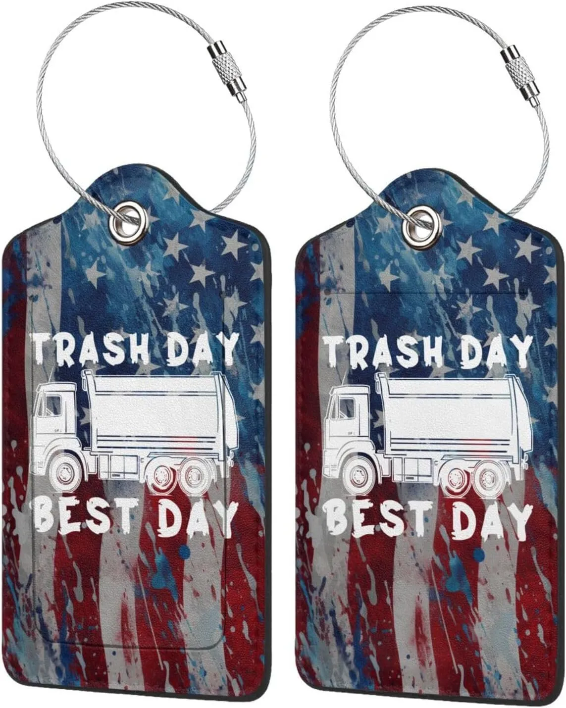 Luggage Tag Garbage Day is The Best Day Pu Leather Identifiers Id Tag Bag Suitcase Labels