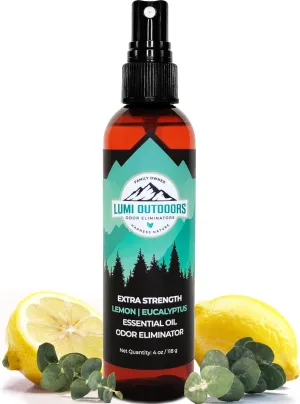 Lumi Outdoors Natural Shoe Deodorizer & Foot Odor Elimination Spray - Shoe Spray for Smelly Shoes - Extra Strength - Eucalyptus Lemongrass