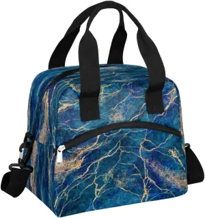 Lunch Bag for Women Men Granite Reusable Durable Insulated Lunch Box for Work Office Picnic Beach Hiking Lunch Tote Bag with Adjustable Shoulder Strap