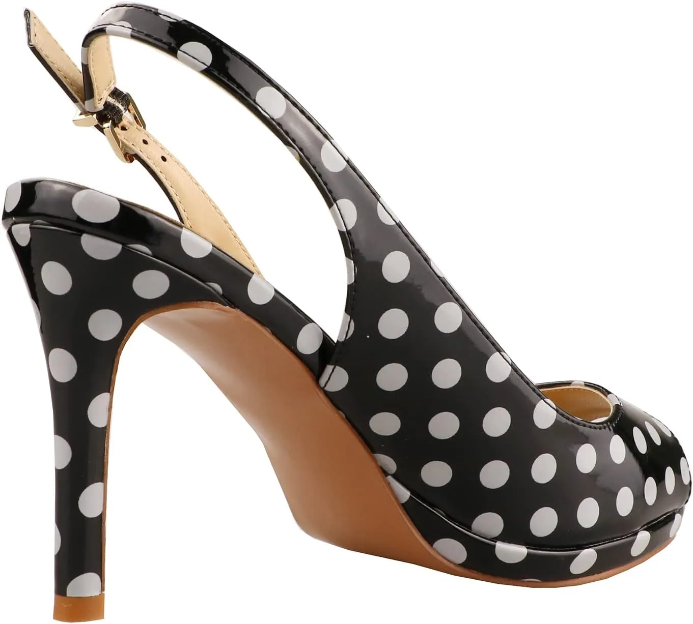 Lutalica W Women's Patent Leather Comfort Platform High Heel Slingback Sandals Sexy Peep Toe Stiletto High Heel Pumps
