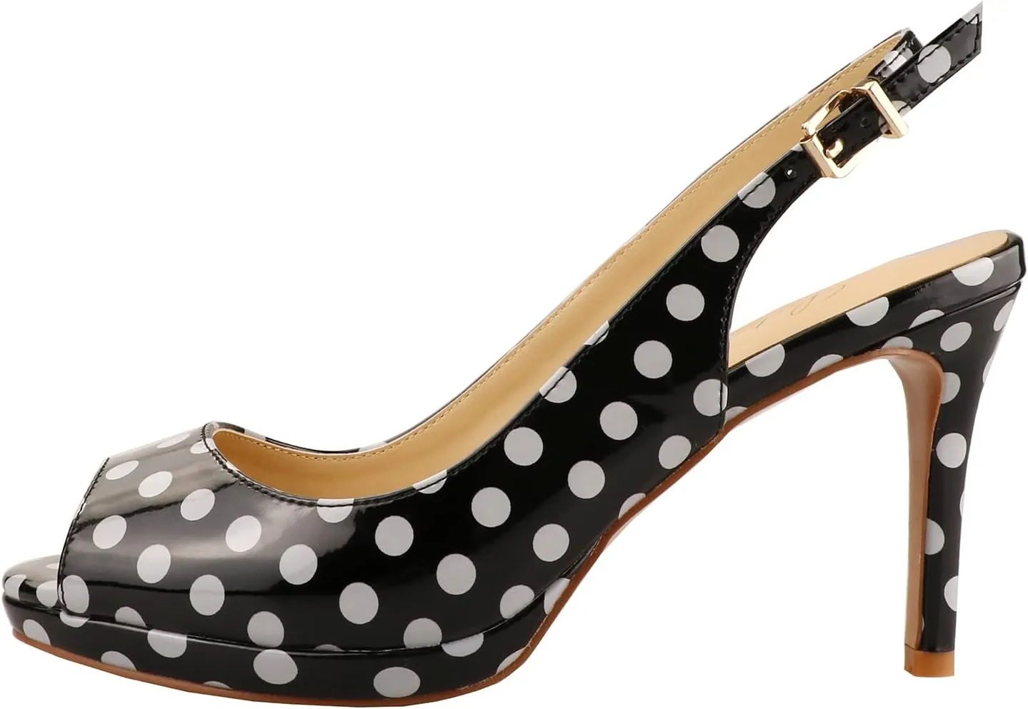 Lutalica W Women's Patent Leather Comfort Platform High Heel Slingback Sandals Sexy Peep Toe Stiletto High Heel Pumps