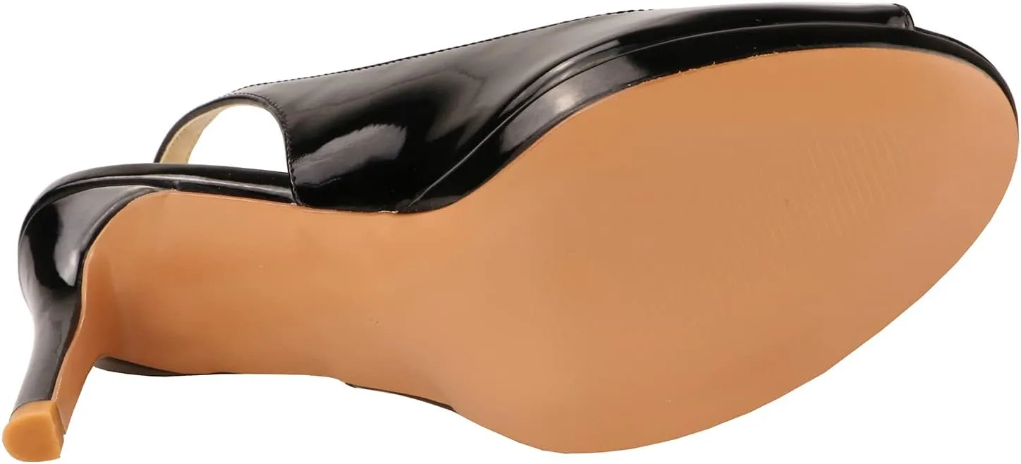Lutalica W Women's Patent Leather Comfort Platform High Heel Slingback Sandals Sexy Peep Toe Stiletto High Heel Pumps