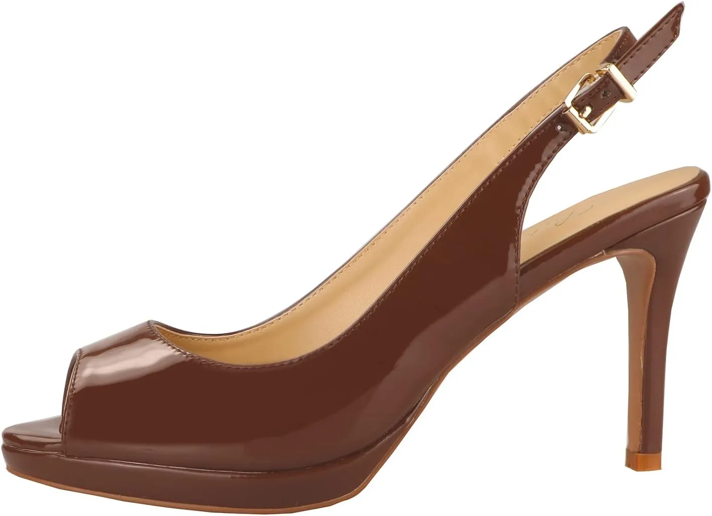 Lutalica W Women's Patent Leather Comfort Platform High Heel Slingback Sandals Sexy Peep Toe Stiletto High Heel Pumps
