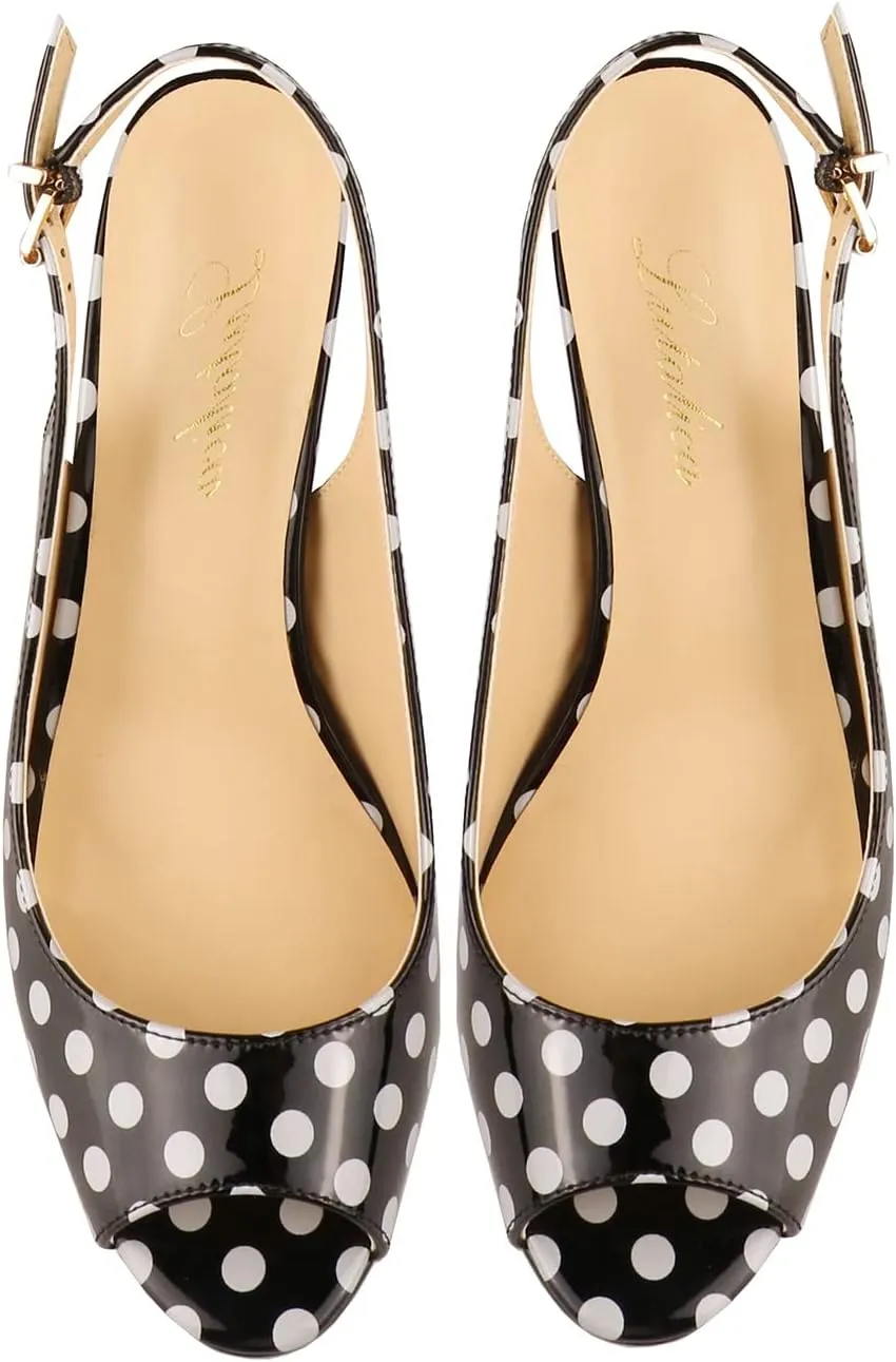 Lutalica W Women's Patent Leather Comfort Platform High Heel Slingback Sandals Sexy Peep Toe Stiletto High Heel Pumps