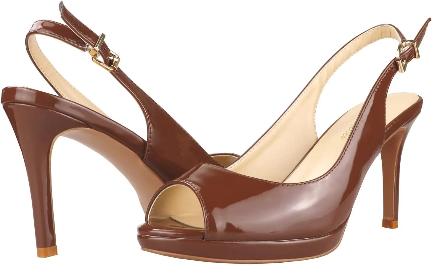 Lutalica W Women's Patent Leather Comfort Platform High Heel Slingback Sandals Sexy Peep Toe Stiletto High Heel Pumps
