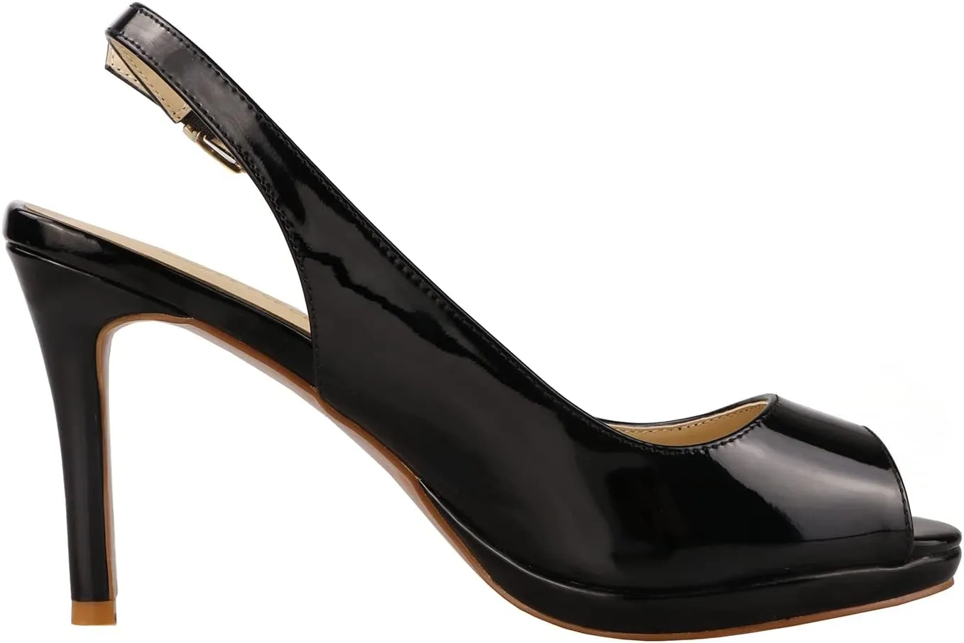 Lutalica W Women's Patent Leather Comfort Platform High Heel Slingback Sandals Sexy Peep Toe Stiletto High Heel Pumps