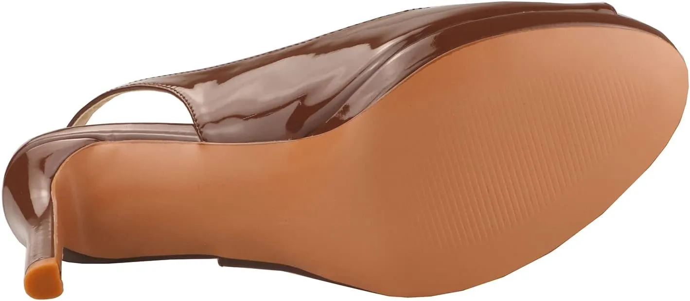 Lutalica W Women's Patent Leather Comfort Platform High Heel Slingback Sandals Sexy Peep Toe Stiletto High Heel Pumps