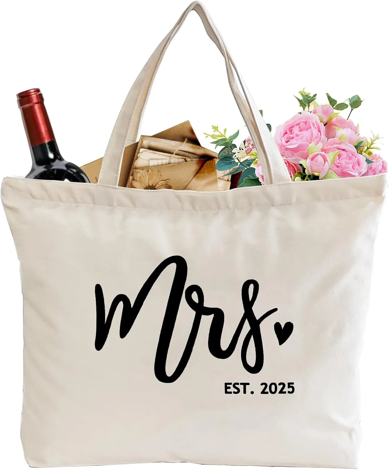 Lutto Canvas Bag with Zip Pocke - Wedding Engagement Bachelorette Birthday Mothers Day Gifts for Women