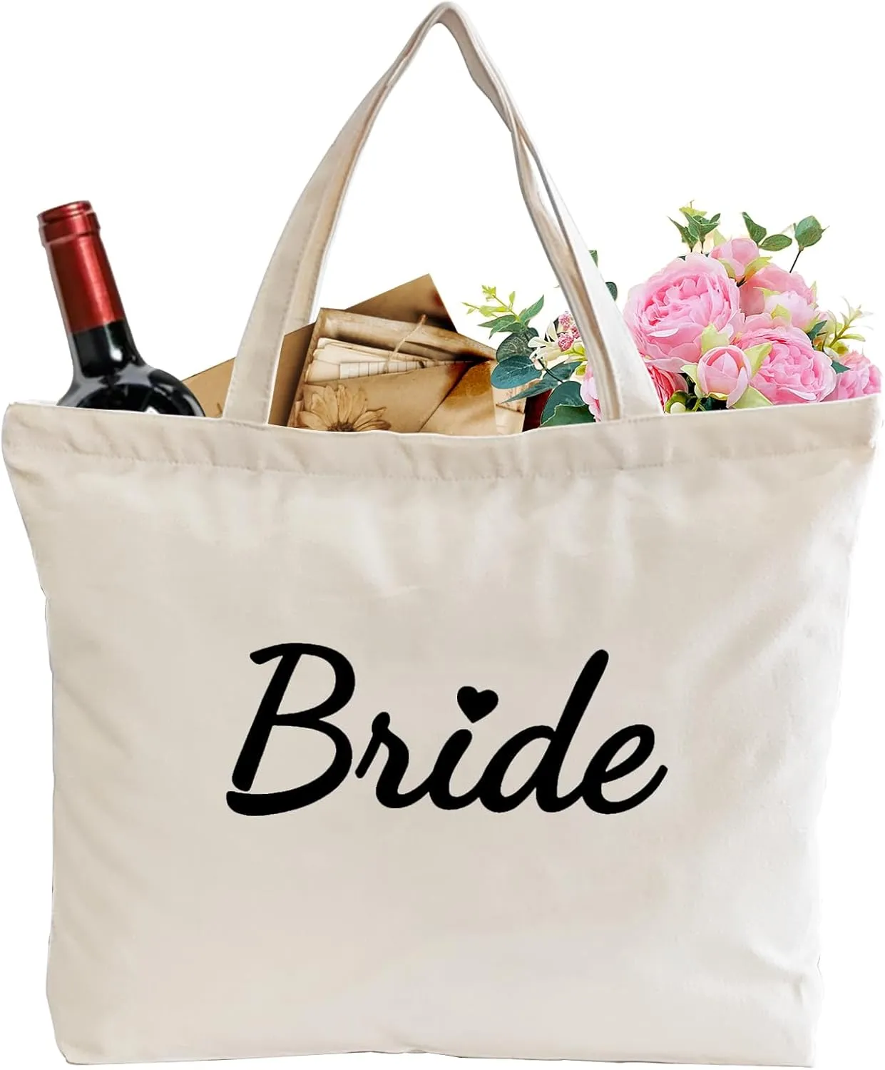 Lutto Canvas Bag with Zip Pocke - Wedding Engagement Bachelorette Birthday Mothers Day Gifts for Women