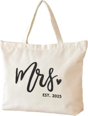 Lutto Canvas Bag with Zip Pocke - Wedding Engagement Bachelorette Birthday Mothers Day Gifts for Women