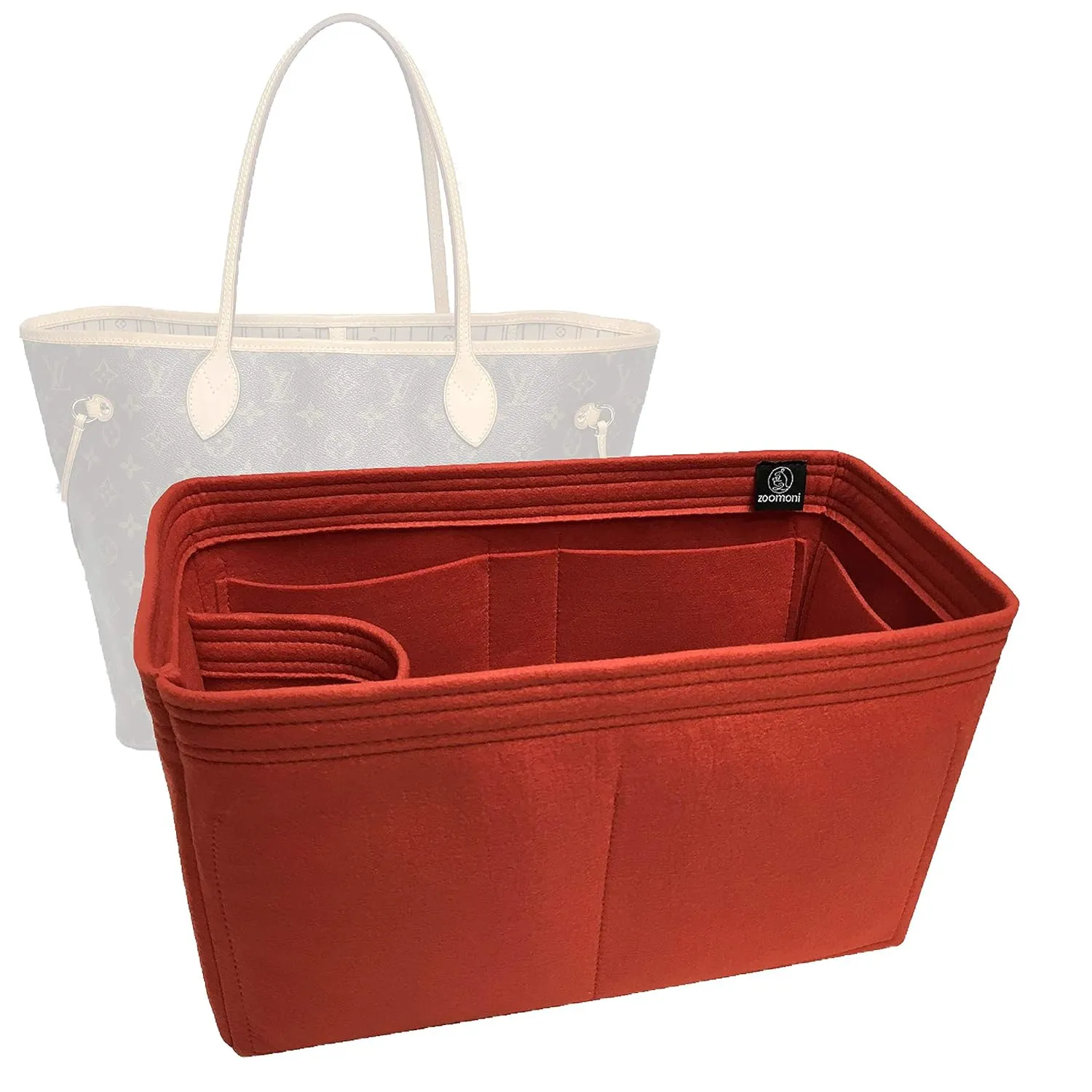 LV Neverfull Saint Louis Longchamp Le Pliage Tote Premium Felt Purse Handbag & Tote Bag Insert Organizer Shaper (Handmade) Soft Structure Support, 7 Sizes (NEVERFULL MM)