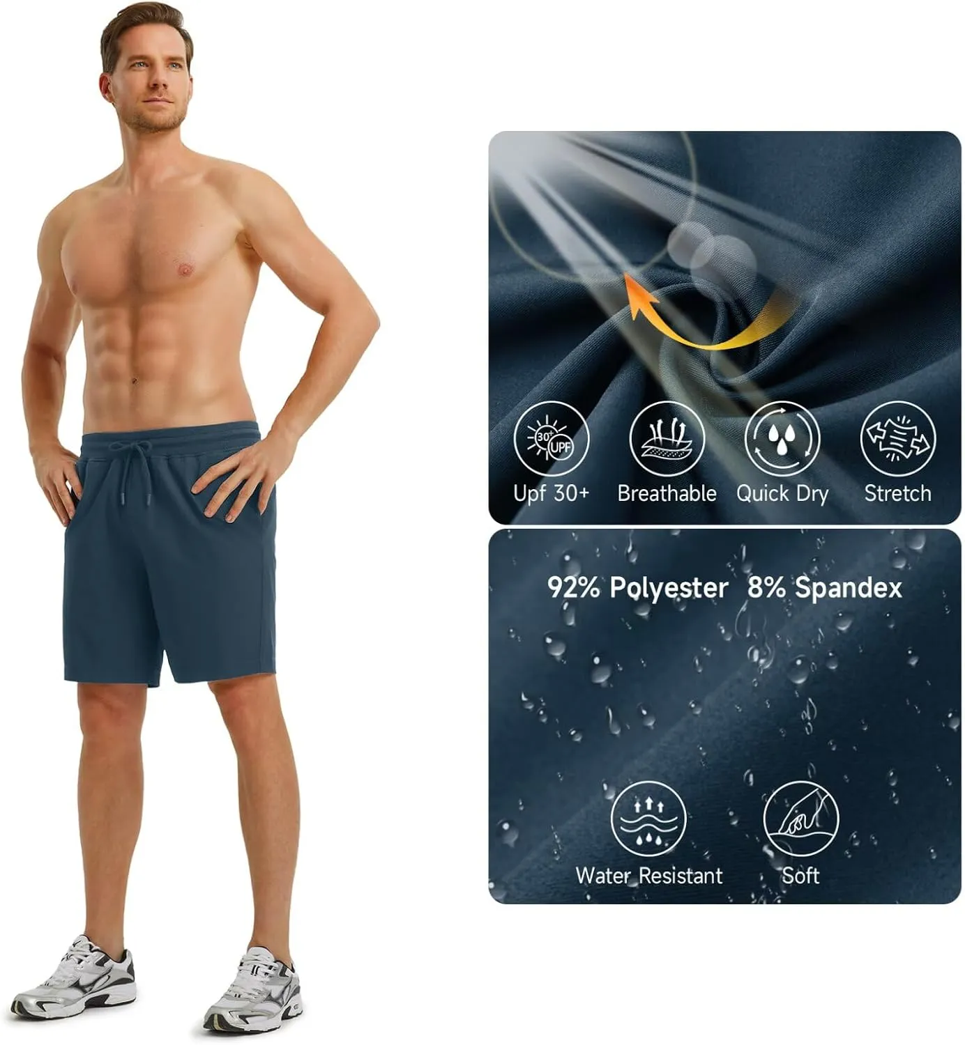 M MAELREG Mens Athletic Shorts with Zipper Pockets 7"/ 9" Lightweight Quick Dry Sports Gym Workout Running Shorts
