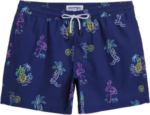 maamgic Mens Boys 80s 90s Vintage 4 Way Stretch Swim Trunks with Mesh Lining Quick Dry Swim Suits Board Shorts