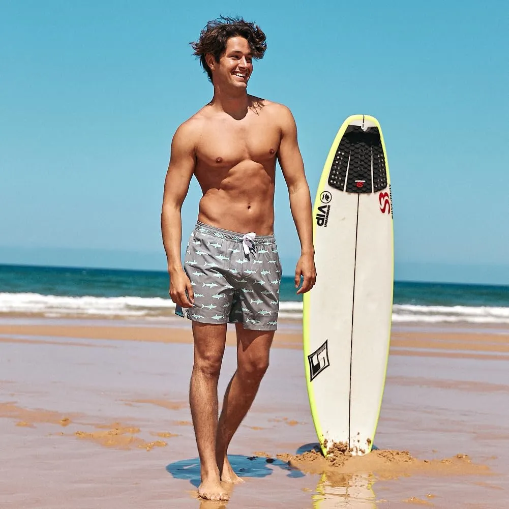 maamgic Mens Boys 80s 90s Vintage 4 Way Stretch Swim Trunks with Mesh Lining Quick Dry Swim Suits Board Shorts