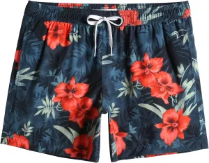 maamgic Mens Boys 80s 90s Vintage 4 Way Stretch Swim Trunks with Mesh Lining Quick Dry Swim Suits Board Shorts