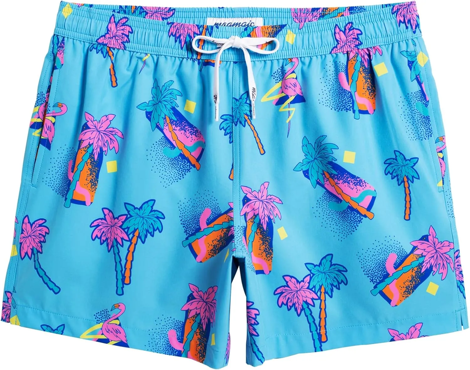 maamgic Mens Boys 80s 90s Vintage 4 Way Stretch Swim Trunks with Mesh Lining Quick Dry Swim Suits Board Shorts